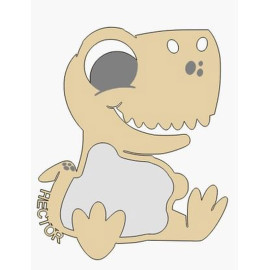 Baby dino babyspejl i træ og spejlakryl